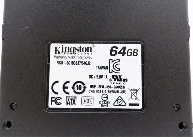 64GB SSD 内蔵型 キングストン 2.5インチ 高さ7mm SATA3.0 RBU-SC180S37/64GJ2 Kingston パルク品